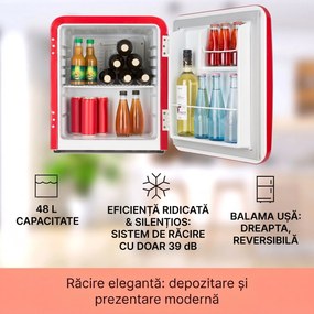 Klarstein Audrey Mini, frigider retro, 48 l, 2 compartimente, eficiență energetică clasa F