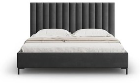 Pat matrimonial gri închis tapițat cu spațiu de depozitare și somieră 140x200 cm Casey – Mazzini Beds