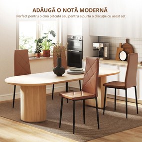 HOMCOM Set de 4 scaune de sufragerie cu spatar inalt, 41x50x97cm, maro | Aosom Romania