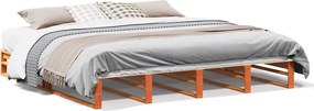 vidaXL Cadru de pat fără saltea, maro ceruit 200x200 cm lemn masiv pin