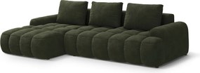 Coltar extensibil stanga 3 locuri, Linz, Cosmopolitan Design, 275x142x84 cm, catifea, verde