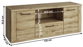 Măsuță TV DORSI 2D1S/135, stejar Navarra