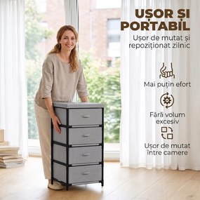 HOMCOM Comodă cu Cadru din Oțel, 42 X 32 X 80 Cm, Gri și Negru | Aosom Romania