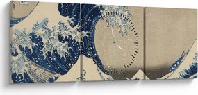 Tablou - Katsushika Hokusai, Under the Wave off Kanagawa, reproducere (cu ceas) (90x30 cm)