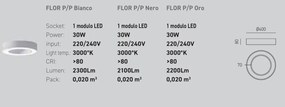 Plafoniera LED design circular FLOR 40cm alb, negru sau auriu