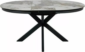 Masa extensibila Porto Ceramic alb lucios/negru mat L120-160xl120 cm
