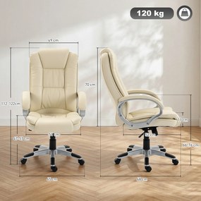 HOMCOM Scaun de Birou Rotativ din PU, Funcție Balansare, Spătar Înalt, Înălțime Reglabilă, Capacitate 120kg, Negru | Aosom Romania