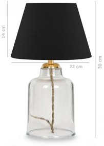 Lampă de masă AYD, 1xE27/40W/230V, neagră/transparentă