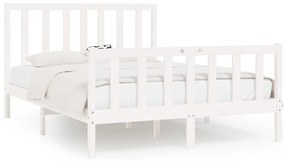 3106844 vidaXL Cadru de pat, alb, 160x200 cm, lemn masiv