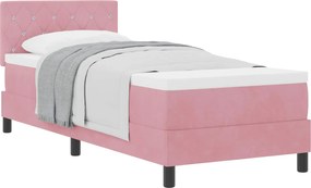 vidaXL Pat cu arcuri cu saltea cu headboard Roz 80 x 200 cm Catifea