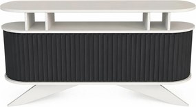 Comoda STOR, alb/gri antracit, PAL melaminat, 150x43x75 cm