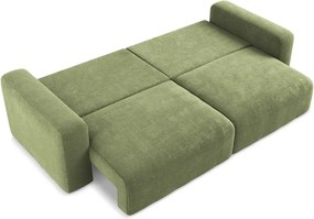 Canapea verde extensibilă/cu spațiu de depozitare cu tapițerie din chenille 252 cm Kona – Makamii