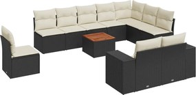 vidaXL Set canapele de grădină cu perne, 11 piese, negru, poliratan