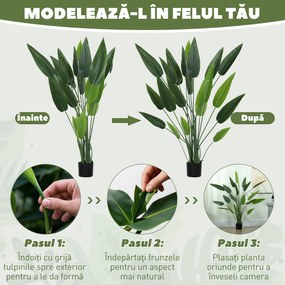 HOMCOM Plantă Artificială "Pasărea Paradisului" cu 20 de Frunze și Ghiveci | Aosom Romania