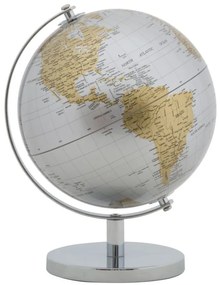 Decoratiune glob argintiu/auriu din metal, ∅ 20 cm, Globe Mauro Ferretti