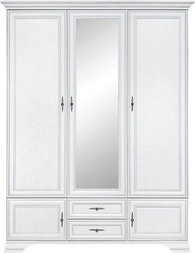 Dulap vintage dormitor IDENTO, alb, PAL, cu 5 usi si 2 sertare, 156x61