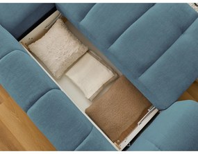 Colțar albastru extensibil/cu spațiu de depozitare (cu colț pe partea dreaptă/cu șezlong) Fuji – Bobochic Paris