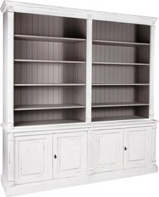 Bibliotecă clasică din lemn masiv cu rafturi și uși, finisaj antichizat, 220×50×227 cm, „Apothicaire"