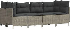 vidaXL Set canapele de grădină cu perne, 5 piese gri deschis poliratan