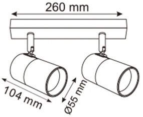 Spot Zuma Line 2204BD-2-BK FORI 2xGU10/50W/230V negru/auriu