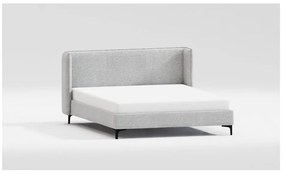 Pat matrimonial gri tapițat cu somieră 180x200 cm Basti – Ropez