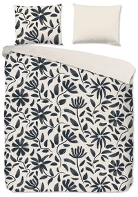 Lenjerie de pat neagră-bej din bumbac pentru pat dublu, extinsă 200x220 cm Emilia – Good Morning