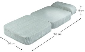 Fotoliu de copii verde mentă cu tapițerie din catifea reiată Flip – Wigiwama