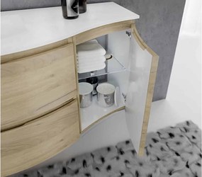 Set lemn masiv Mobilier Baie Suspendat Aledo - Natur texturat