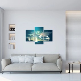 Tablou - Mașină din forme geometrice (90x60 cm)