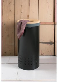 Cos de rufe Brabantia 1000825, 35 L, Capac de pluta, Umplere fara deschidere, Gauri ventilatie, Negru
