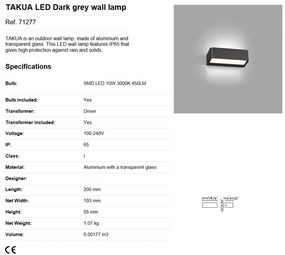 Aplica LED de exterior ambientala design modern IP65 TAKUA