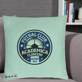 Perna Personalizata Academica Clinceni Fotbal Club, 40x40 cm, Verde Menta, Husa Detasabila, Perna Inclusa, BEKZ®