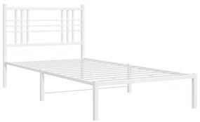 376368 vidaXL Cadru de pat din metal cu tăblie, alb, 100x200 cm