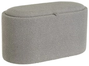 Taburet gri deschis cu tapițerie din țesătură bouclé – Casa Selección