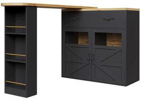 Masă de bar extensibilă cu spațiu de depozitare și funcție de rotire 360°, Negru | Aosom Romania