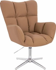 HR650CROSS Scaun Caramel Piele Ecologica Premium Soft cu Bază Cromata