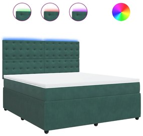 3294721 vidaXL Pat box spring cu saltea, verde închis, 180x200 cm, catifea