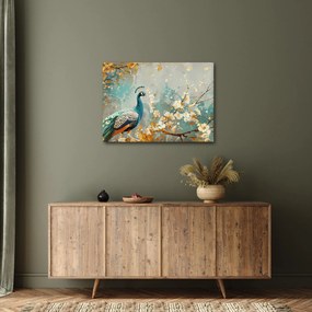 Tablou - Păun cu decor de aur (70x50 cm)