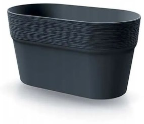 Ghiveci decorativ de flori, oval, antracit, 27.7x14.7x14.8 cm, Furu