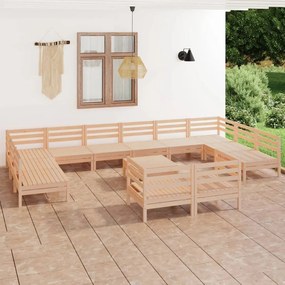 Set mobilier de gradina, 13 piese, lemn masiv de pin