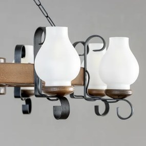 Brilagi - Lustru suspendat pe lanț ROATA, 8 x E14, 40 W, 230 V, diam. 70 cm, fag/nuc