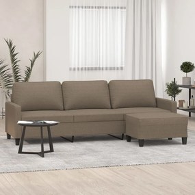 Canapea cu 3 locuri si taburet, taupe, 210 cm, textil
