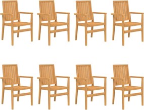 vidaXL Scaune grădină stivuibile 8 buc. 56,5x57,5x91 cm lemn masiv tec