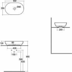 Lavoar oval cappuccino mat Rak Feeling 55x35 cm