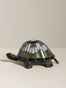 Lampa de masa in forma de broasca testoasa din metal, cu abajur din sticla vitrata , "Turtle"