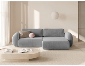 Colțar gri deschis extensibil/cu spațiu de depozitare cu tapițerie din catifea Tonale – Cosmopolitan Design