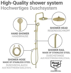 Set de duș auriu mat din oțel inoxidabil 101 cm Young Line – Wenko
