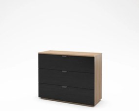 Comodă neagră/în culoare naturală cu aspect de lemn de stejar 100x80x40 cm Dennis – Marckeric