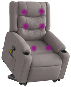 vidaXL Fotoliu rabatabil de masaj cu ridicare, gri taupe, textil