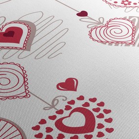 Tablou cu inimiore pictate (cu ceas) (90x30 cm)
